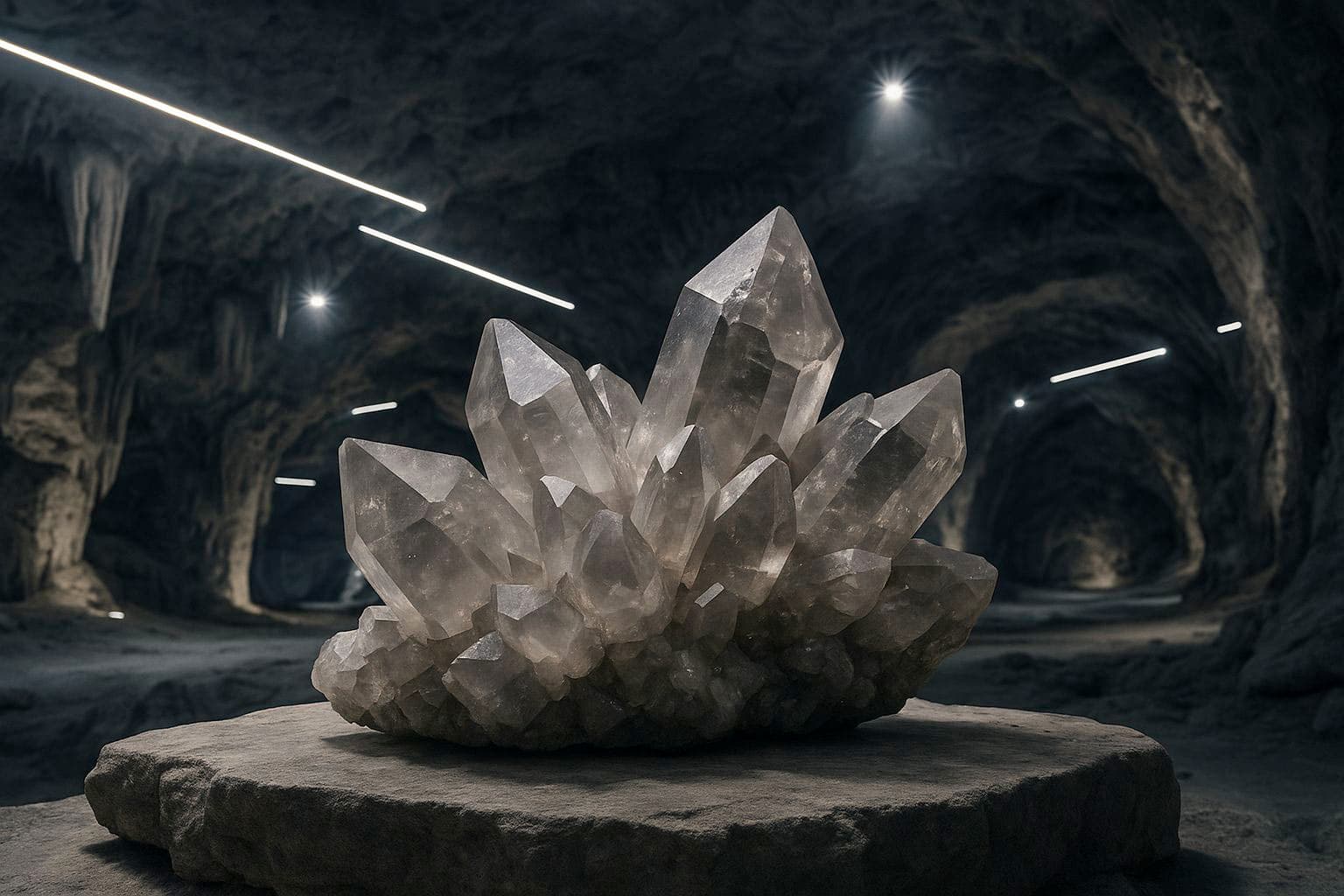 Exquisiter Bergkristall in einer Höhle